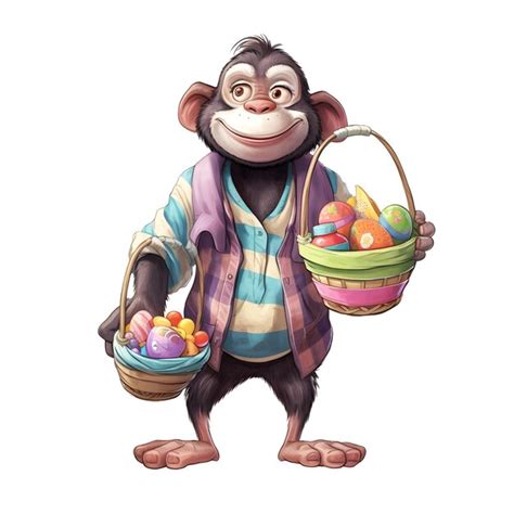 Premium Ai Image A Monkey Holding A Basket Of Colorful Balls