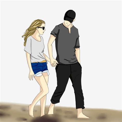 Couples Holding Hands PNG Picture, Cartoon Hand Painted Art Couple ...