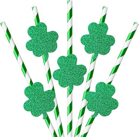 Amazon Whaline St Patrick S Day Paper Straws Pcs Foil Green