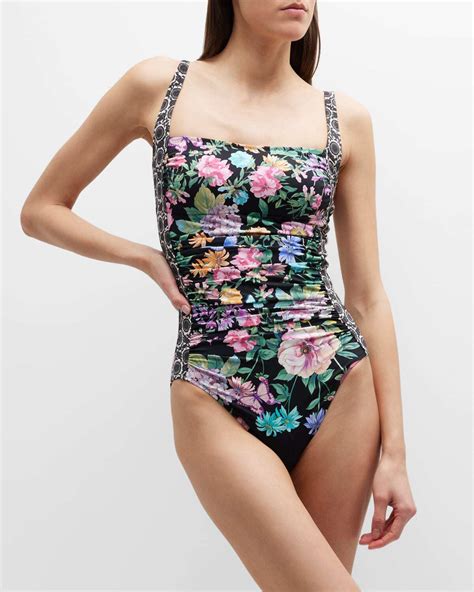 Johnny Was Floral Ruched One Piece Swimsuit Editorialist