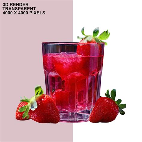 Premium PSD Strawberry Juice Transparent Background