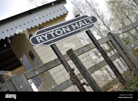 Ryton Halt Miniature Railway Sign Stock Photo Alamy