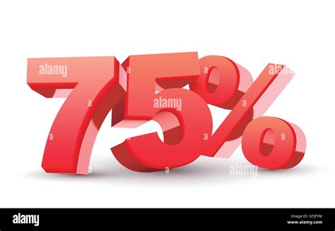 3d Shiny Red Discount Collection 75 Percent Isolated White Background