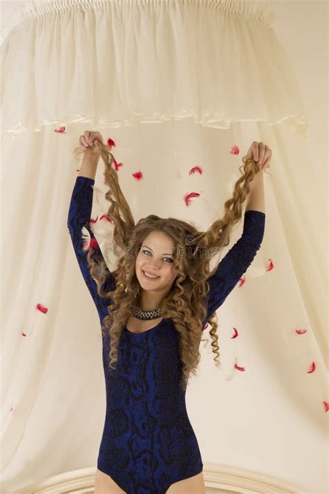 Beautiful Blonde Woman With A Long Hair Stock Photo Image Of Calm Hair