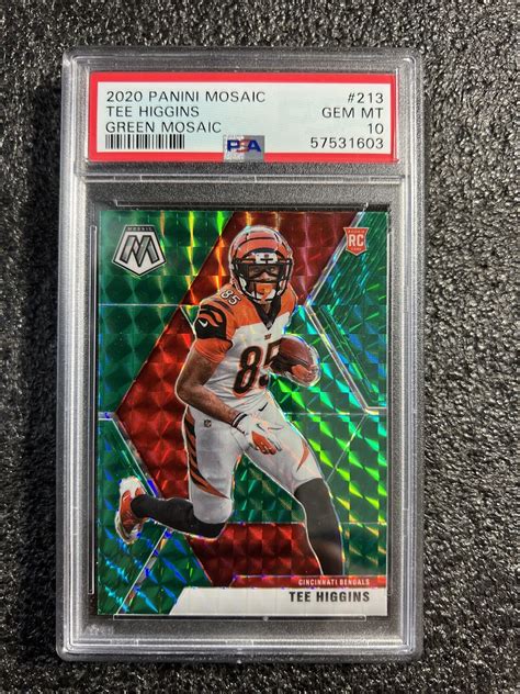 2020 Panini Mosaic Football Green Mosaic 213 Tee Higgins RC Bengals