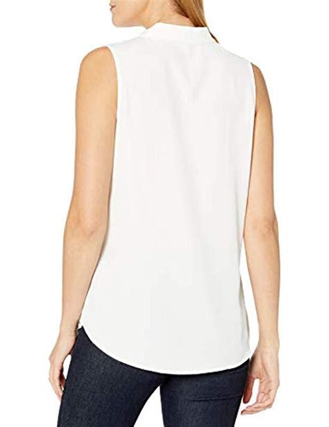 Calvin Klein Sleeveless Blouse With Inverted Pleat In Soft White White