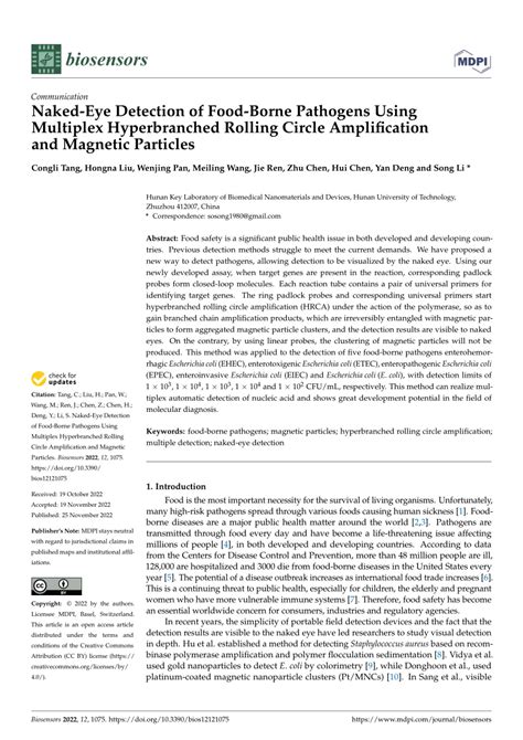 PDF Naked Eye Detection Of Food Borne Pathogens Using Multiplex