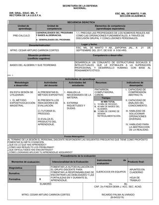 Plan De Clase Eea Sep Pdf