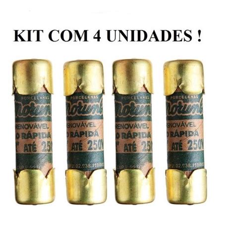 Kit 04 Fusível Cartucho 60a 250v Ação Rápida Modelo Antigo em Promoção