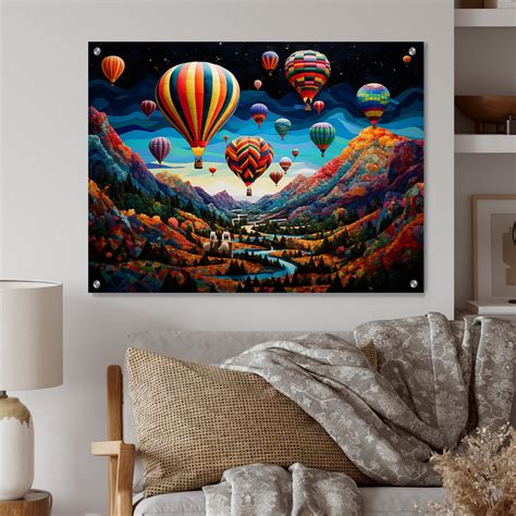 Millwood Pines Teal Hot Air Ballon Mosaic Hot Air Balloon Acrylic