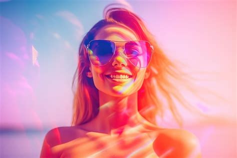 Premium Ai Image Summer Themed Double Exposure Bikini Portrait