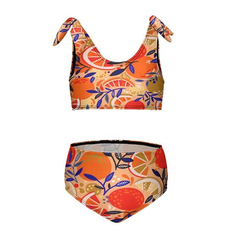 Fresh Citrus Orange Girl S Piece Bikini Set Beach Sport Swimsuit Swimwear Y Cm