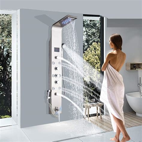 FUZ LED Shower Wall Panels Tower System Rainfall Waterfall Shower Head