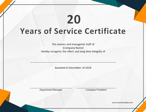 Printable Years Of Service Certificate Template Word