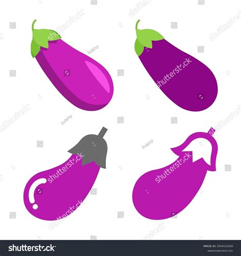 Aubergine Icon Emoji Isolated On White Stock Vector (Royalty Free