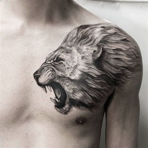 Lion Face Tattoo Black And White : Lion face outline tattoo 15 awesome ...