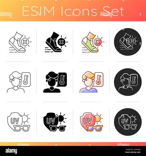 Sunstroke Prevention Icons Set Stock Vector Image And Art Alamy