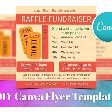 Editable Raffle Fundraiser Flyer Diy Canva Raffle Ticket Template - Etsy 