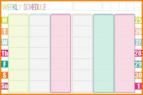 Printable weekly calendar
