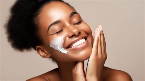 Premium Photo Close Up Beauty Portrait Of A Laughing Beautiful Half Naked Woman Applying Face