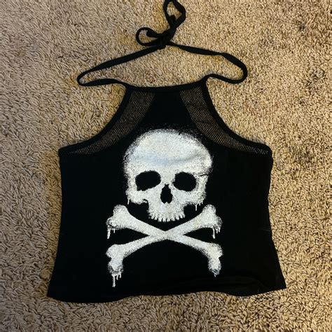 Small Mesh Skull Hot Topic Top Depop