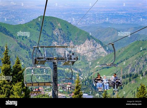 Kazakhstan Almaty Shymbulak Funicular Chair Lift To Skiing Area
