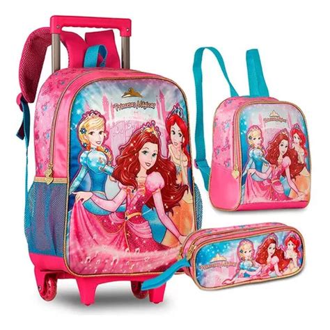 Morral Escolar Clio Mochila De Rodinha Lancheira Estojo Princesas