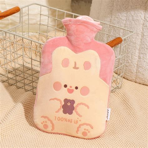 ZS Cartoon Plush Water Filled Explosion Proof Hot Water Bags Beige