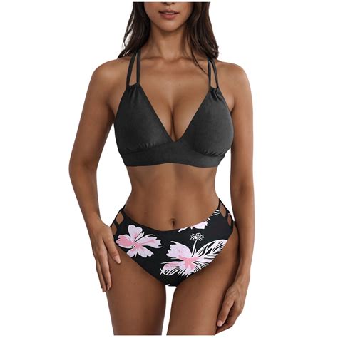 2 PCs Bikini Set For Women No Steel Cover Up Swim Suits Halter String Triangle Bikini Sets Tummy