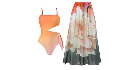 Lkupro Badeanzug Sexy Zweiteiliger Badeanzug Schmales Retro Bikini Set Rock Abdeckung St