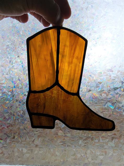 Stained Glass Cowboy Boot Cowgirl Boot Suncatcher Etsy