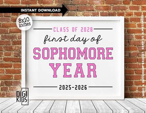 Sophomore Year - First Day of Sophomore Year Printable Sign - High School Sophomore Sign ...