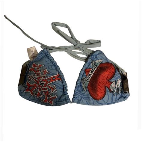 Sinful By Affliction Bikini Top And Bottom Red Heart Depop