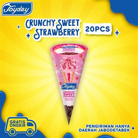 Jual Joyday Ice Cream Crunchy Sweet Strawberry 20pcs Es Krim Cone