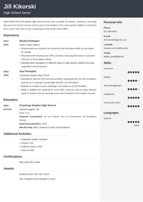 High School Resume Template Examples And Guide