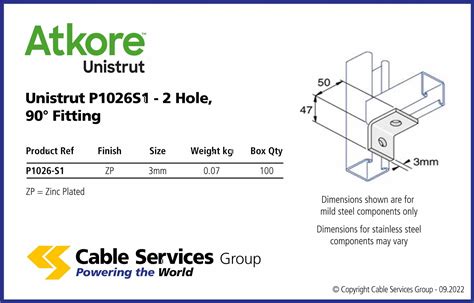 Unistrut P1026 2 Hole 90° Fitting Cable Services