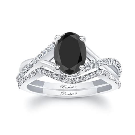 One Carat Oval Black And White Diamond Bridal Set Barkev S