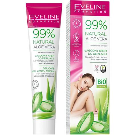 Деликатный крем для депиляции рук, ног и бикини Eveline Natural Aloe ...