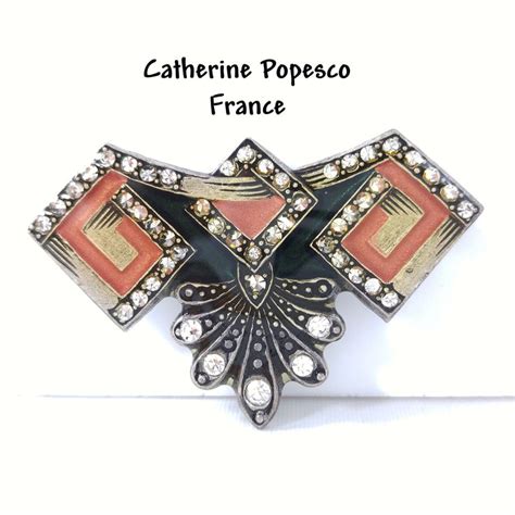 Catherine Popesco France Brooch 1980s Art Deco Style Vintage Etsy