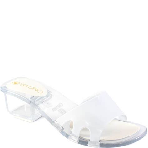 Tamanco Naked Heel Vinil Salto Bloco Via Uno Branco Sapato Show