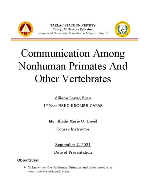 C. Communication Among Nonhuman Primates and Other Vertebrates. | PDF ...
