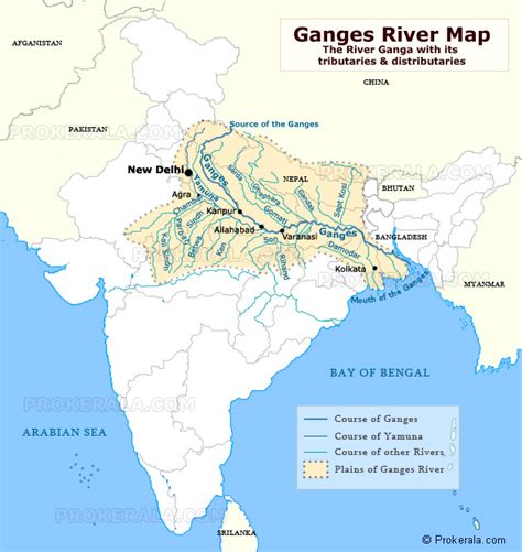 Ganges River Map, Map of Ganges River, Ganges Map, Ganga River Map