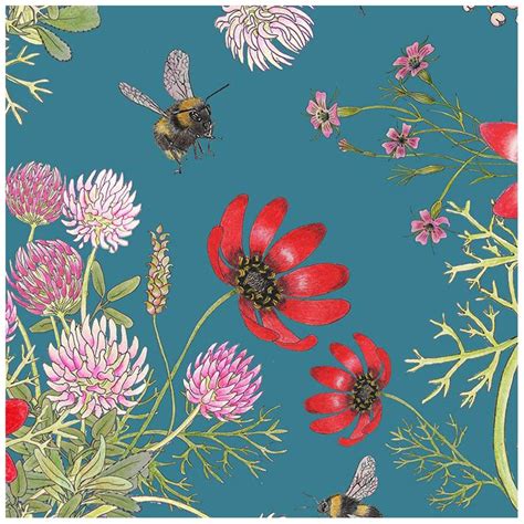 Mercia Bees In Noon Botanical Wallpaper For Sale At 1stdibs