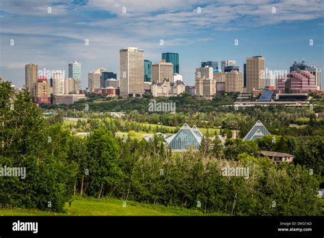 The city skyline from above the Muttart Conservatory in Edmonton ...
