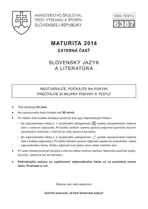 Pdf Slovensk Jazyk A Literat Ra Nucem Sk Pdf File K D Testu