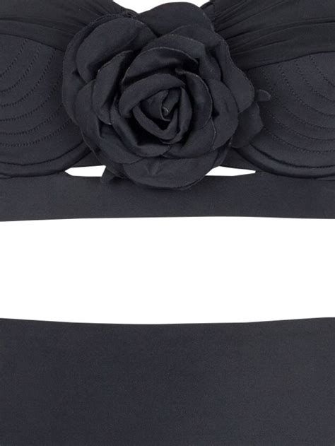 Balmain Floral Appliqu One Shoulder Bikini Black Farfetch