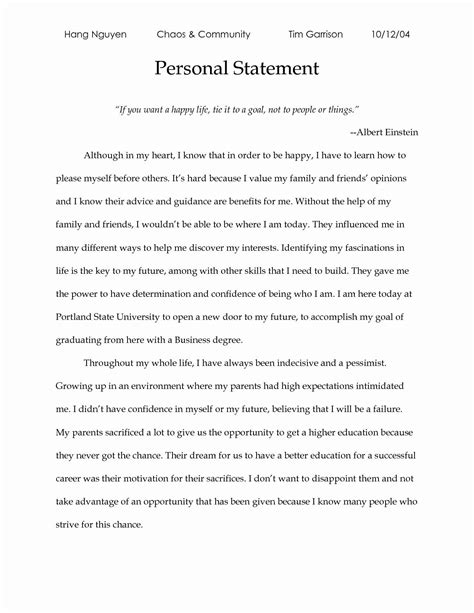 Personal Statement For Graduate School Sample Best Of Grad School Personal Statement E