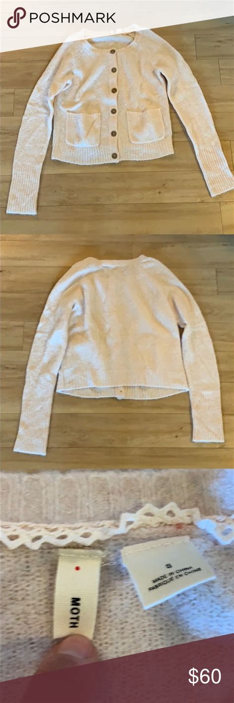 Nwot Anthropologie Moth Button Sweater Pink Small