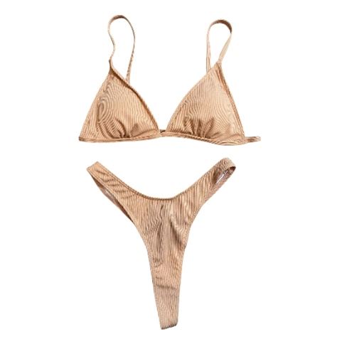 Traje de Baño Triangulo Nude Acanalado Panty Hilo Gluglu Store