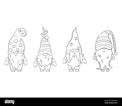 Un Ensemble De Gnomes De No L Pour Un Livre De Coloriage Design